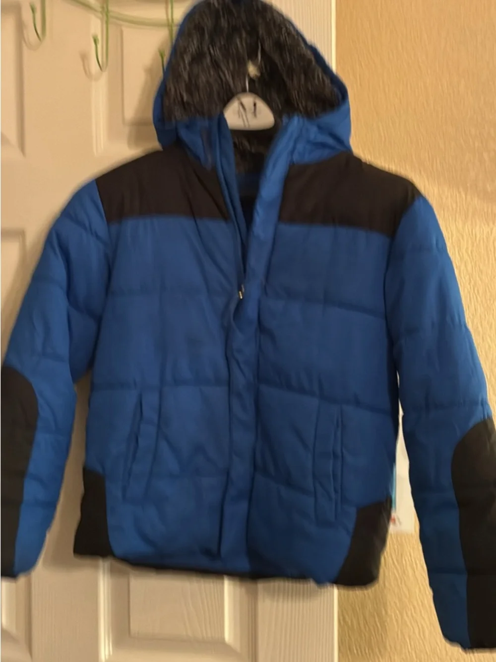 wonder nation Blue and Black Hooded Puffer Jacket